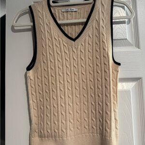 Gab 🩷 Kate Cable Knit Cream Sleeveless Sweater Vest